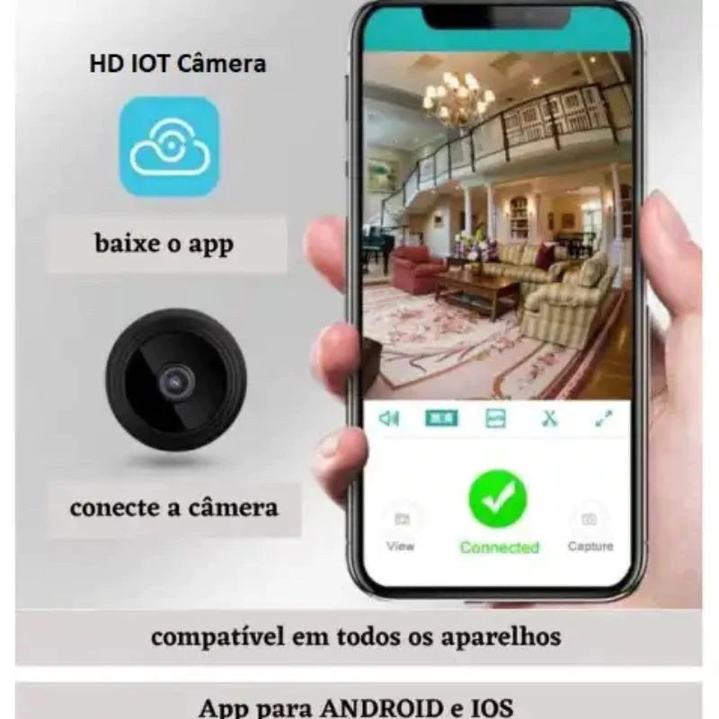Mini Câmera Vigilante Wifi HD com Visão Noturna