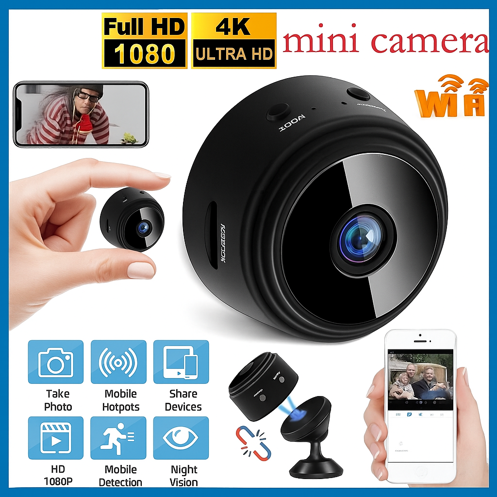 Mini Câmera Vigilante Wifi HD com Visão Noturna