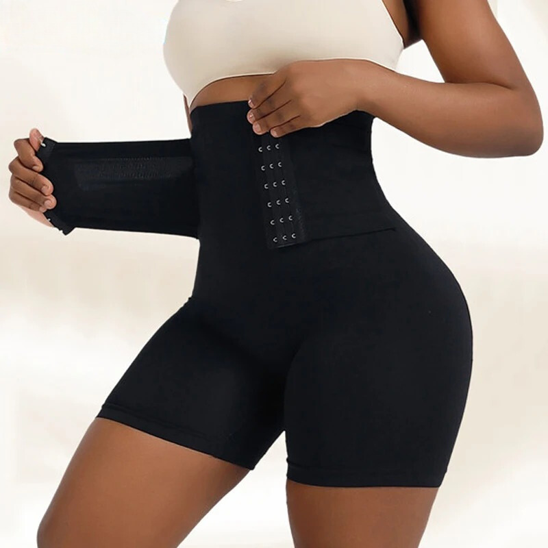 shaper modelador, modelador de cintura alta, shapewear feminino, modelador com gancho, controle de barriga, roupa íntima modeladora, modelador corporal confortável, cinturão modelador, shapewear de nylon, modelador com botões decorativos