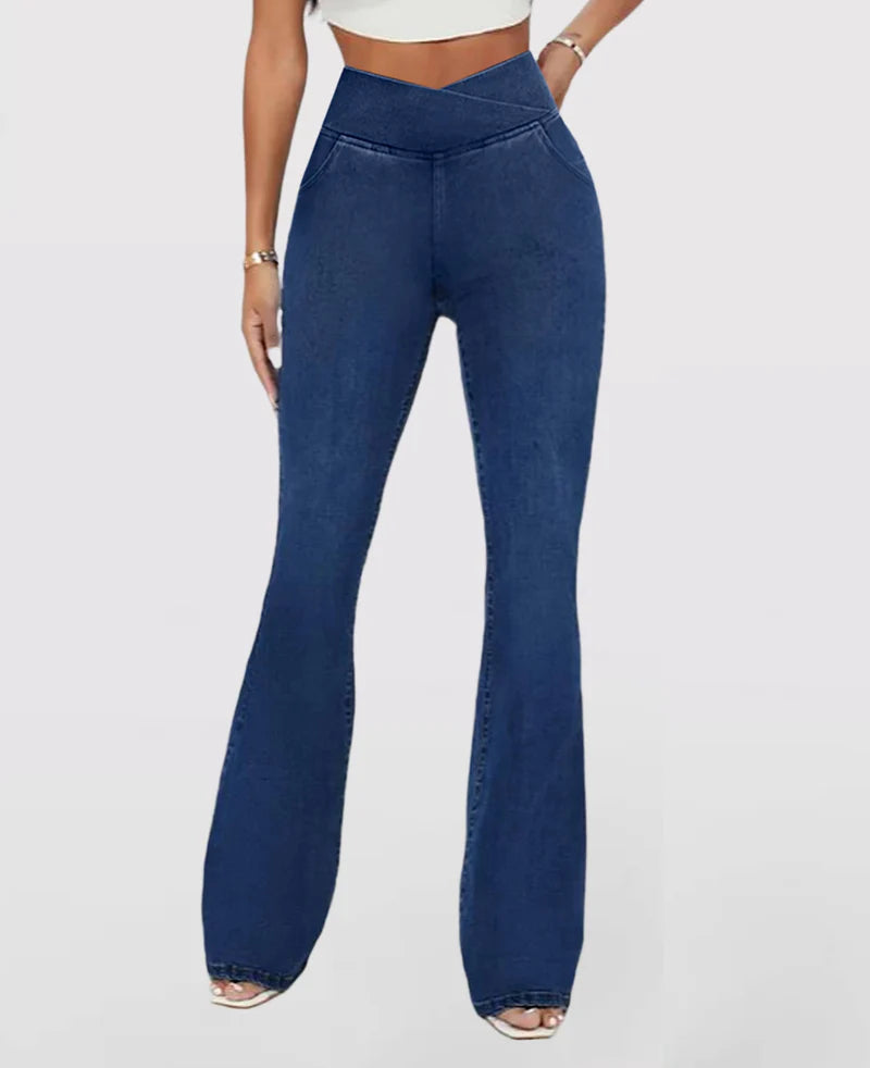 Calça Jeans de Cintura Alta Cruzada™ (Efeito Modelador)