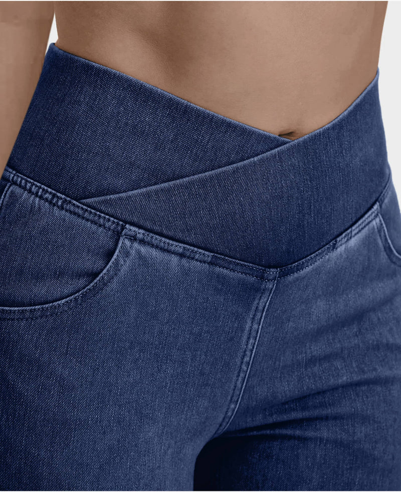 Calça Jeans de Cintura Alta Cruzada™ (Efeito Modelador)