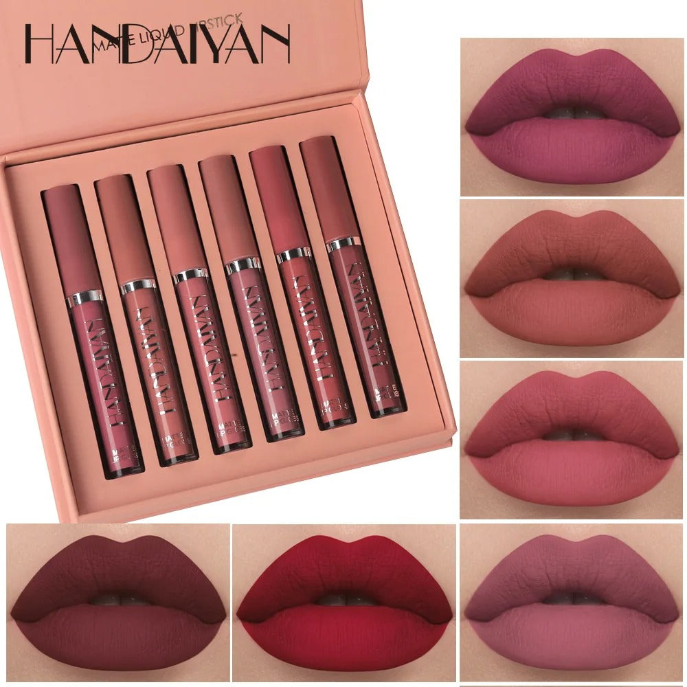 Conjunto de Brilho Labial Matte AB Handaiyan 6 Peças