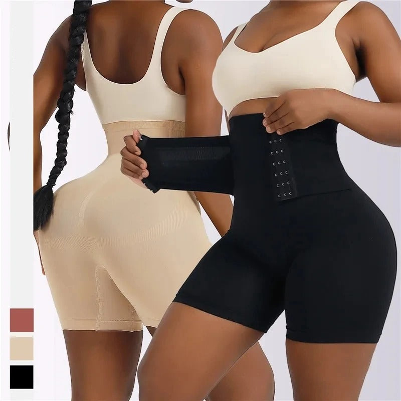 shaper modelador, modelador de cintura alta, shapewear feminino, modelador com gancho, controle de barriga, roupa íntima modeladora, modelador corporal confortável, cinturão modelador, shapewear de nylon, modelador com botões decorativos