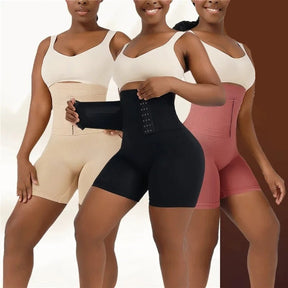 shaper modelador, modelador de cintura alta, shapewear feminino, modelador com gancho, controle de barriga, roupa íntima modeladora, modelador corporal confortável, cinturão modelador, shapewear de nylon, modelador com botões decorativos