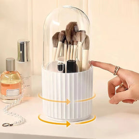 porta-maquiagem rotativo, organizador de cosméticos, armazenamento com tampa, porta-pincéis de maquiagem, organizador de batons, solução de armazenamento elegante, acessórios de beleza, organizador com design rotativo, porta-maquiagem com proteção, organizador de maquiagem ABS