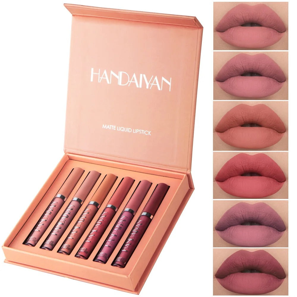 Conjunto de Brilho Labial Matte AB Handaiyan 6 Peças