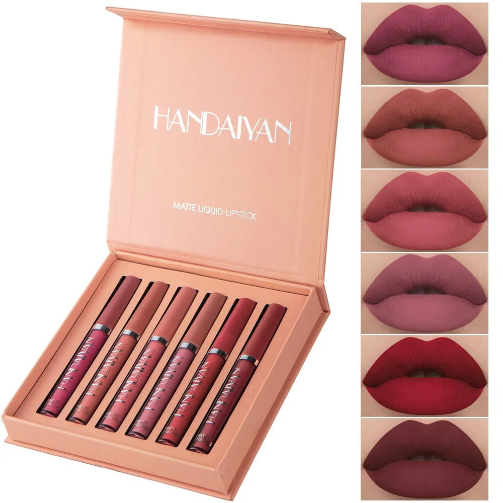 Conjunto de Brilho Labial Matte AB Handaiyan 6 Peças