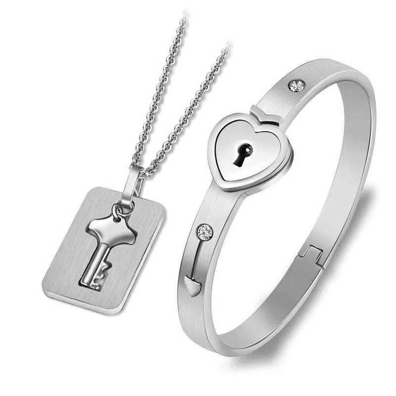 pulseira de coração, gargantilha de coração, joias para casais, pulseira de aço inoxidável, pulseira feminina, pulseira de casal