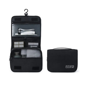 porta-maquiagem impermeável, organizador de maquiagem de viagem, bolsa de cosméticos impermeável, necessaire para viagem, saco de maquiagem Oxford, organizador de higiene pessoal, porta-maquiagem com separação seca e úmida, necessaire leve para viagem, porta-maquiagem com gancho, organizador de maquiagem portátil